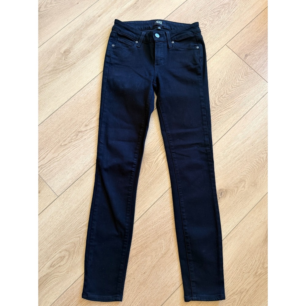 Paige Verdugo Ankle Skinny Jeans Womens 25 Black Mid Rise Stretch Denim USA Made